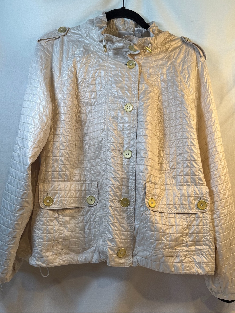 Zenergy Chico's Cream Ivory Quilted Jacket Womens Size 2 Large 12/14